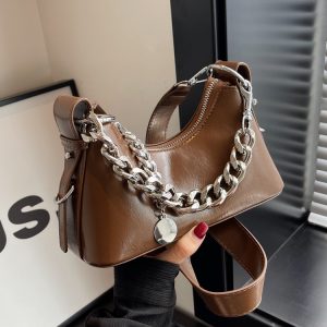 Handmade Women's Textured Chain Crossbody Bag - 2025 New Style Shoulder Underarm Bag for Chic Everyday Wear