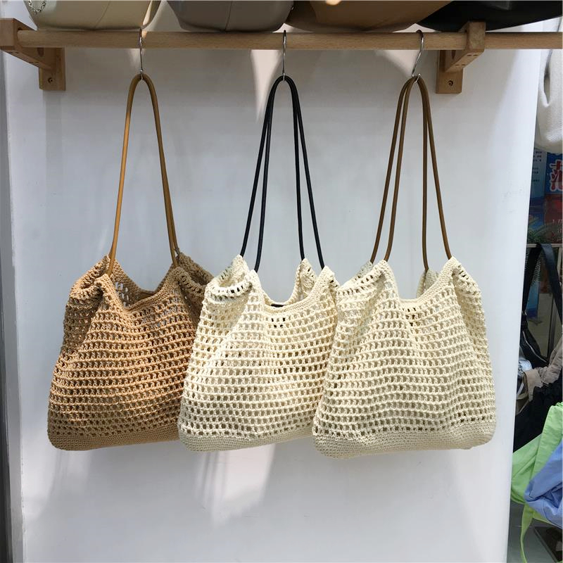 Handmade Woven Tote Bag - Retro Forest Style Cotton Shoulder Bag for Casual Vacations - Literary-Inspired Niche Design