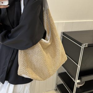 Handwoven Women's Vintage Tote Bag - Trendy Straw Woven Shoulder Bag with Large Capacity for Everyday Use