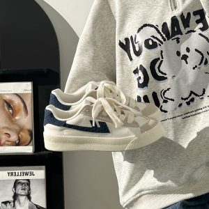 Harajuku Style White Sneakers for Couples - Lightweight, Breathable, Soft Sole Casual Skate Shoes for Summer