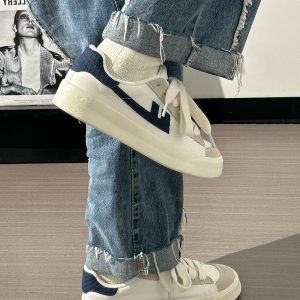 Harajuku Style White Sneakers for Couples - Lightweight, Breathable, Soft Sole Casual Skate Shoes for Summer
