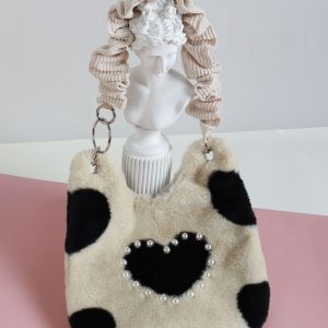 Heart-Shaped Plush Tote Bag for Women - Cute Casual Shoulder & Crossbody Bag in Sweet Cool Style for Autumn & Winter