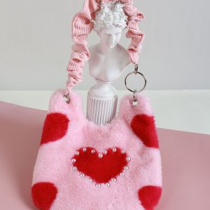 Heart-Shaped Plush Tote Bag for Women - Cute Casual Shoulder & Crossbody Bag in Sweet Cool Style for Autumn & Winter