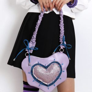 Heart Underarm Bag for JK Students - Sweet Cool Girl Versatile Shoulder Crossbody Lolita Style Fashion Bag