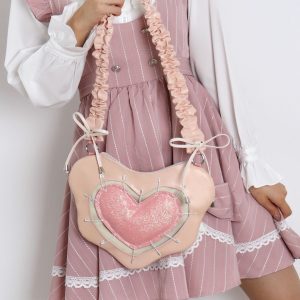 Heart Underarm Bag for JK Students - Sweet Cool Girl Versatile Shoulder Crossbody Lolita Style Fashion Bag