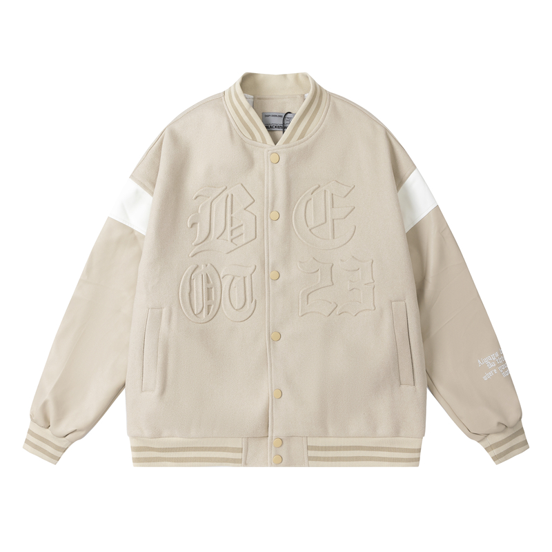 Heartbeat Signal Hip-Hop Letter Woolen Spliced Baseball Jacket for Men and Women - Loose Couples Outerwear, Y2K Style