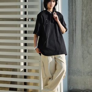 Heavy-Duty Embroidered Short Sleeve T-Shirt for Men - Simple Versatile Japanese Style Top for Spring and Summer Fashion