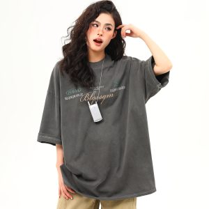 Heavyweight American Vintage Wash Short Sleeve T-Shirt for Men and Women, Loose Fit, Versatile Couple Top, Retro Style Fashion