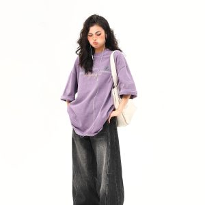 Heavyweight American Vintage Wash Short Sleeve T-Shirt for Men and Women, Loose Fit, Versatile Couple Top, Retro Style Fashion