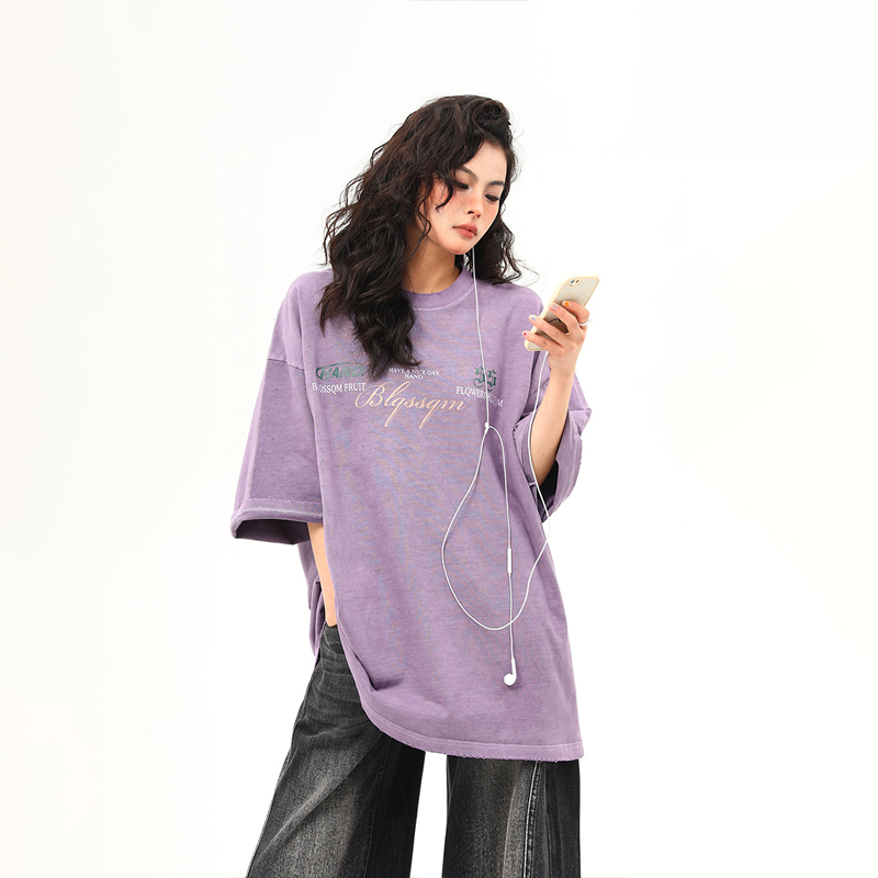 Heavyweight American Vintage Wash Short Sleeve T-Shirt for Men and Women, Loose Fit, Versatile Couple Top, Retro Style Fashion