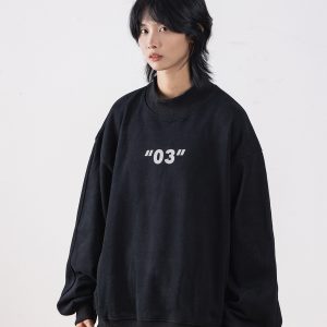 Heavyweight Basic Sweatshirt for Men, Small Collar, Loose Fit, Thickened Fleece Top for Spring 2025, Casual Streetwear Style