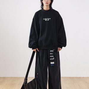 Heavyweight Basic Sweatshirt for Men, Small Collar, Loose Fit, Thickened Fleece Top for Spring 2025, Casual Streetwear Style