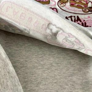 Heavyweight Embroidered Cartoon T-Shirt for Women - Cute Short Sleeve Summer Top in Gray - Age-Reducing Pure Cotton, 2025 Fashion