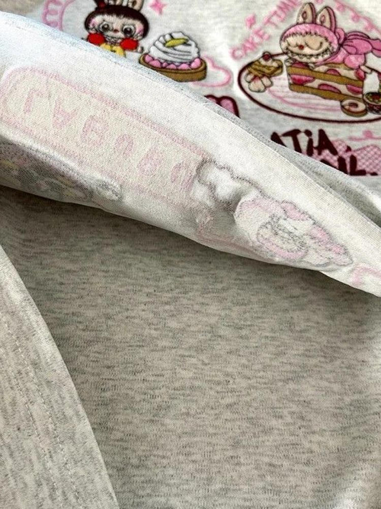 Heavyweight Embroidered Cartoon T-Shirt for Women - Cute Short Sleeve Summer Top in Gray - Age-Reducing Pure Cotton, 2025 Fashion Heavyweight Embroidered Cartoon T-Shirt for Women - Cute Short Sleeve Summer Top in Gray - Age-Reducing Pure Cotton, 2025 Fashion