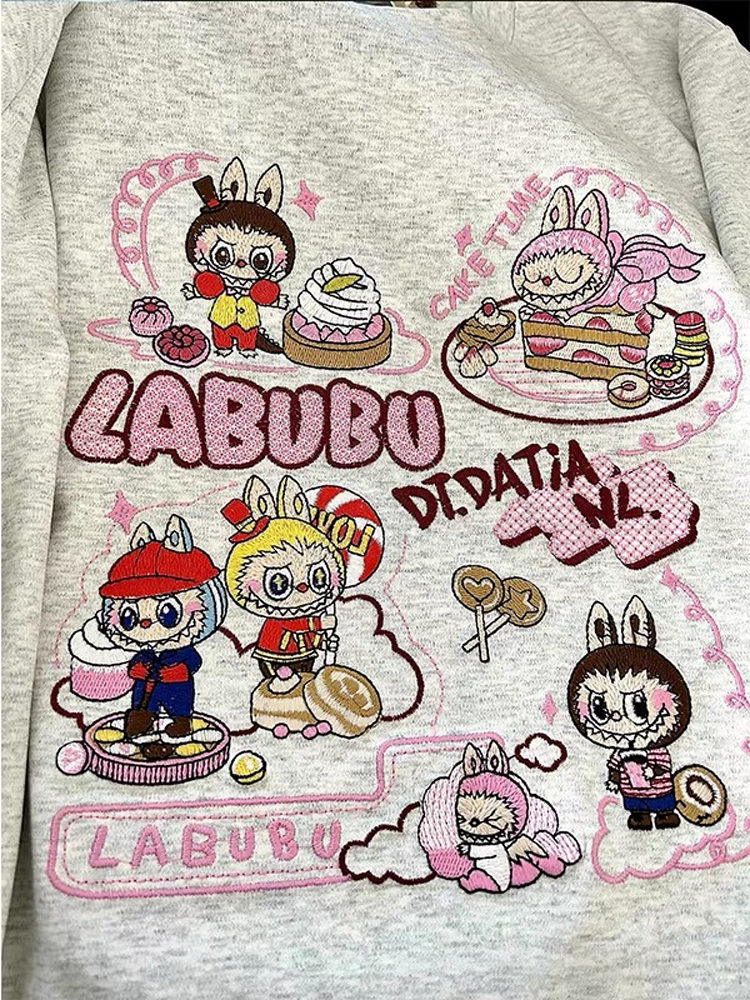 Heavyweight Embroidered Cartoon T-Shirt for Women - Cute Short Sleeve Summer Top in Gray - Age-Reducing Pure Cotton, 2025 Fashion Heavyweight Embroidered Cartoon T-Shirt for Women - Cute Short Sleeve Summer Top in Gray - Age-Reducing Pure Cotton, 2025 Fashion