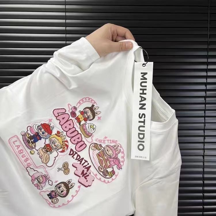 Heavyweight Embroidered Cartoon T-Shirt for Women - Cute Short Sleeve Summer Top in Gray - Age-Reducing Pure Cotton, 2025 Fashion Heavyweight Embroidered Cartoon T-Shirt for Women - Cute Short Sleeve Summer Top in Gray - Age-Reducing Pure Cotton, 2025 Fashion