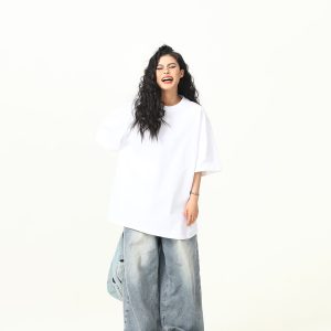 Heavyweight Solid Color Short Sleeve T-Shirt for Men and Women, Loose Fit, Versatile Base Layer, Casual Unisex Fashion Top