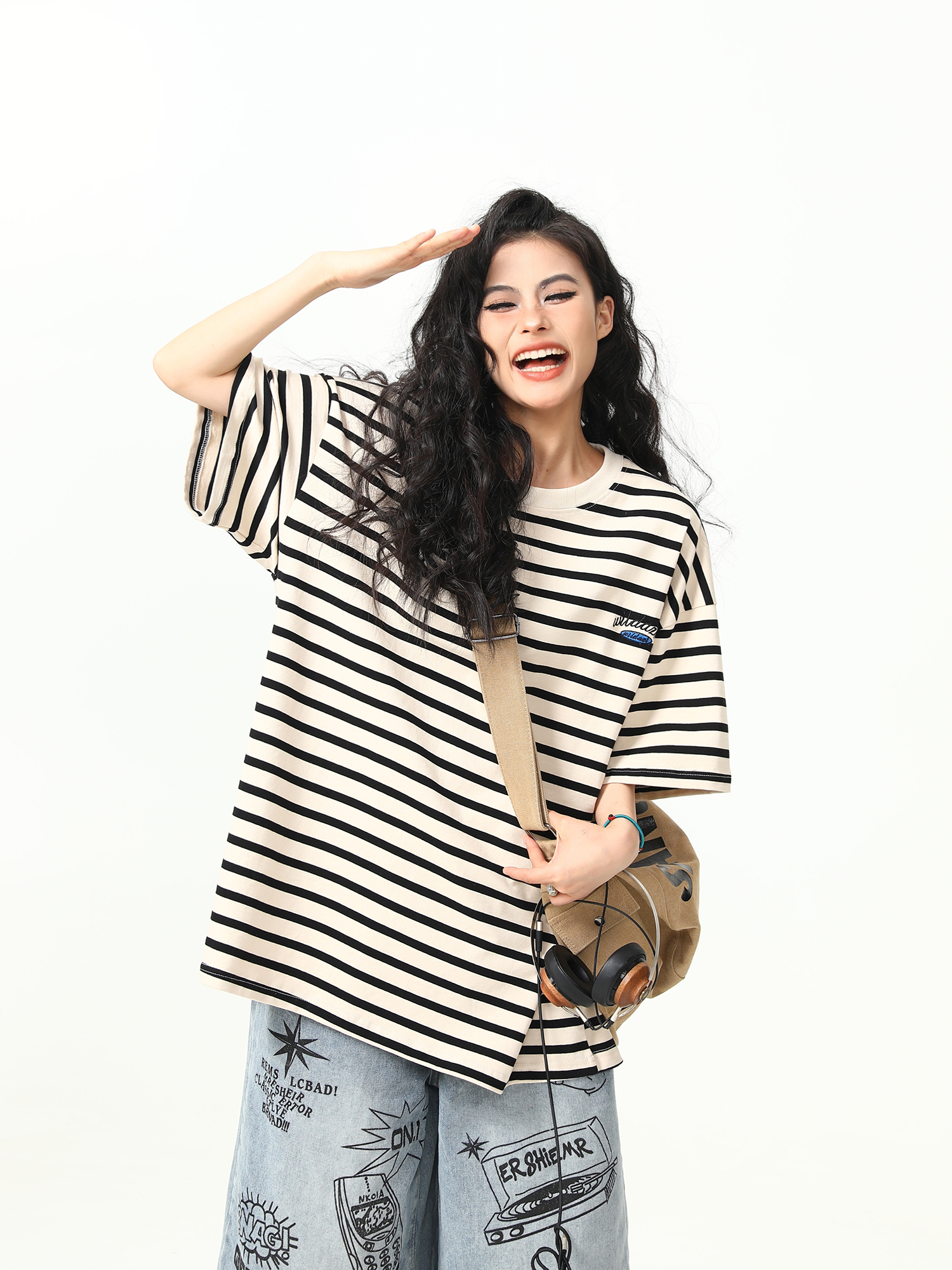 Heavyweight Striped Short Sleeve T-Shirt for Men and Women, Vintage 90s Loose Fit Couple Top, Versatile Casual Wear Heavyweight Striped Short Sleeve T-Shirt for Men and Women, Vintage 90s Loose Fit Couple Top, Versatile Casual Wear