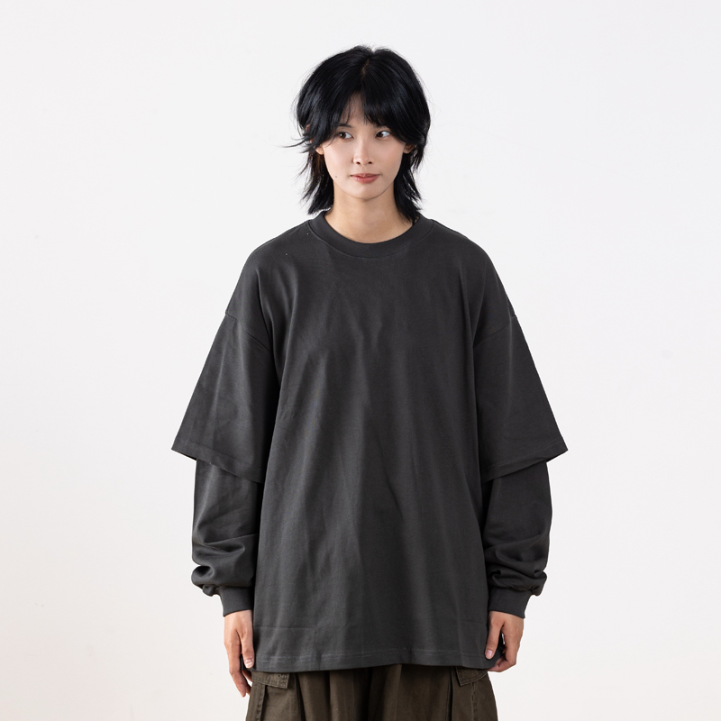 Heavyweight Two-Piece Long Sleeve T-Shirt for Men - Regular Fit Casual Base Layer Top for Spring and Autumn Fashion