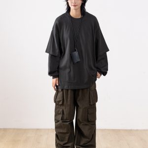 Heavyweight Two-Piece Long Sleeve T-Shirt for Men - Regular Fit Casual Base Layer Top for Spring and Autumn Fashion