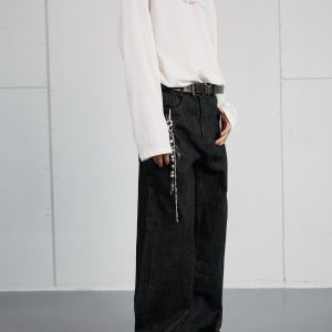High-End Black Denim Jeans for Men and Women | Narrow A-Line Straight Wide-Leg Pants | Trendy Fashion for Modern Style