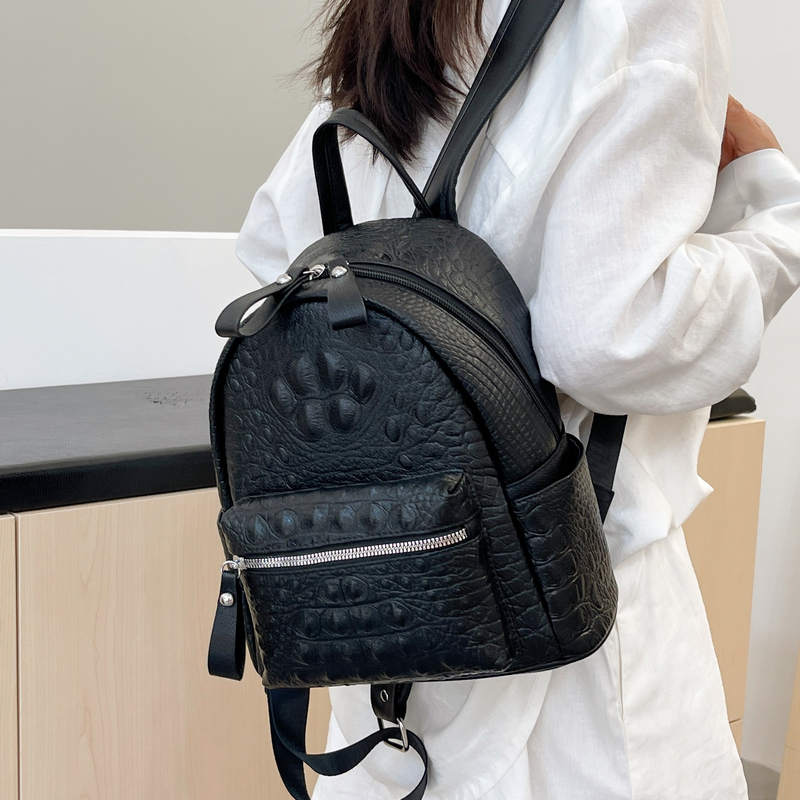 High-End Crocodile Pattern M-Shaped Backpack for Women - Trendy 2025 Fashion School Bag