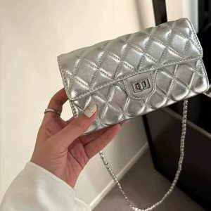 High-End Diamond-Patterned Crossbody Mini Bag - Versatile Small Square Chain Purse for Cards and Coins, Chic Luxury Style