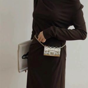 High-End Diamond-Patterned Crossbody Mini Bag - Versatile Small Square Chain Purse for Cards and Coins, Chic Luxury Style