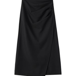 High-End Gray Irregular A-Line Skirt, Pleated Bodycon Mid-Length Style for Trendy Looks