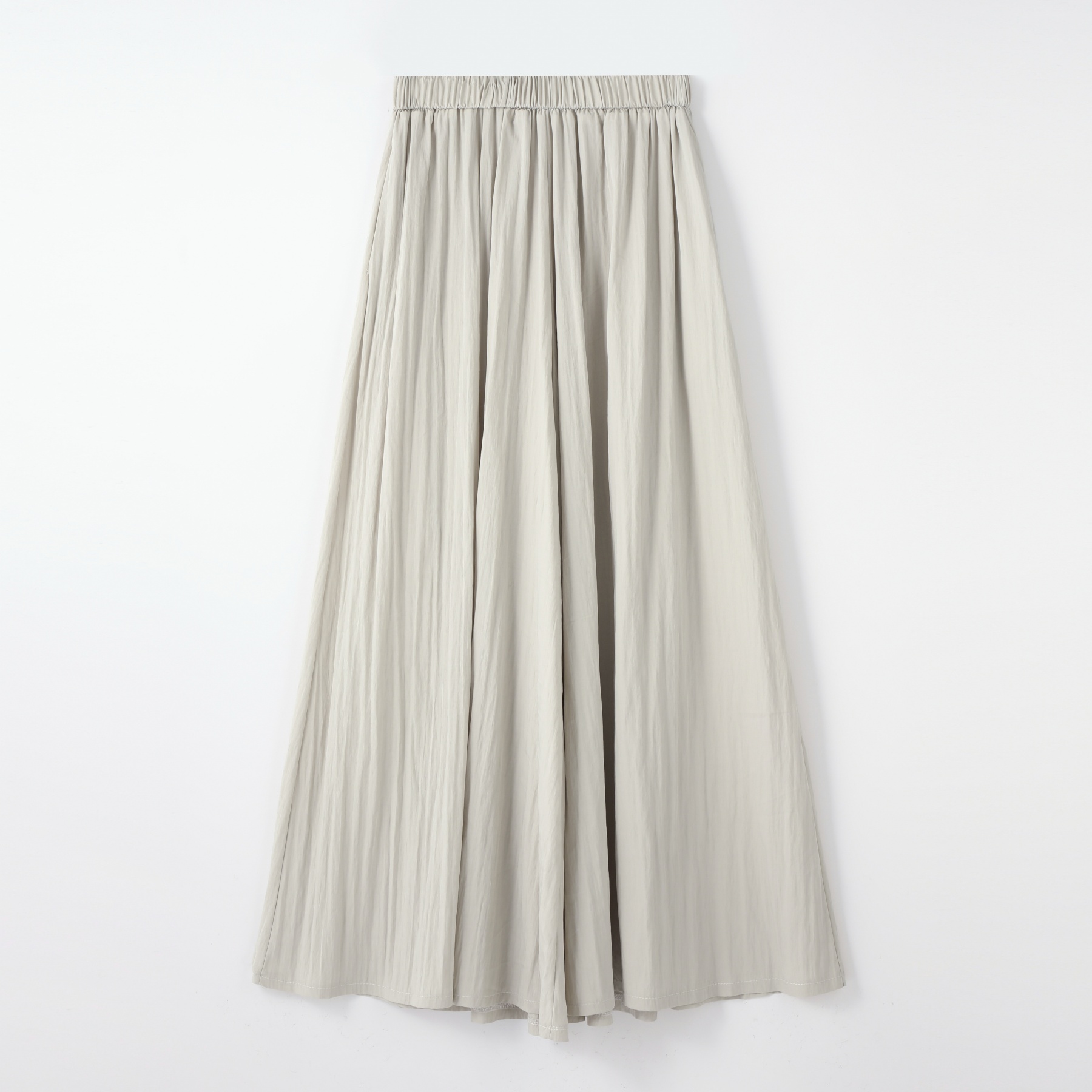 High-End Gray Shambon Wide-Leg Skirt Pants for Women - Casual Ice Silk Nine-Point Design for Summer 2025 Fashion