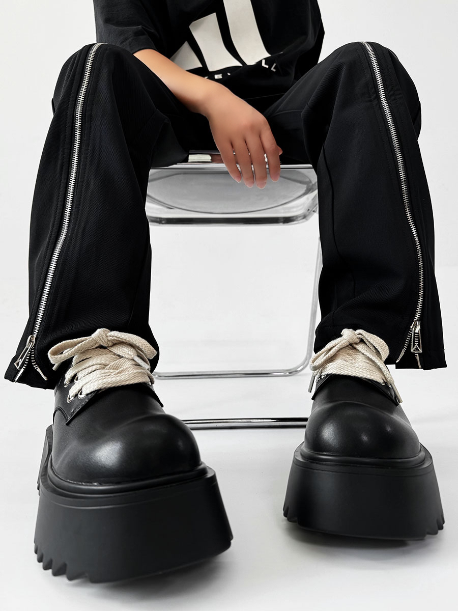 High-End Korean Style Thick-Soled Platform Derby Shoes for Men - Versatile Black Chunky Sneakers, British Trendy Design High-End Korean Style Thick-Soled Platform Derby Shoes for Men - Versatile Black Chunky Sneakers, British Trendy Design