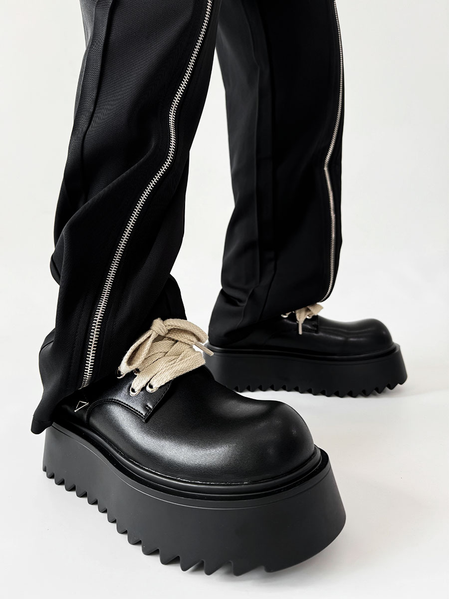 High-End Korean Style Thick-Soled Platform Derby Shoes for Men - Versatile Black Chunky Sneakers, British Trendy Design High-End Korean Style Thick-Soled Platform Derby Shoes for Men - Versatile Black Chunky Sneakers, British Trendy Design