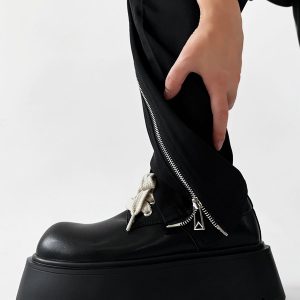 High-End Korean Style Thick-Soled Platform Derby Shoes for Men - Versatile Black Chunky Sneakers, British Trendy Design