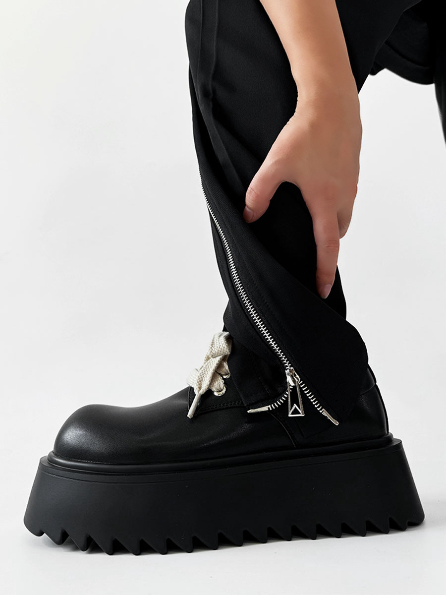 High-End Korean Style Thick-Soled Platform Derby Shoes for Men - Versatile Black Chunky Sneakers, British Trendy Design High-End Korean Style Thick-Soled Platform Derby Shoes for Men - Versatile Black Chunky Sneakers, British Trendy Design