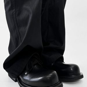 High-End Men's Derby Shoes - Paris Mickey Mouse Design, Round-Toe, Thick-Soled Leather, British Retro Style for Commuting