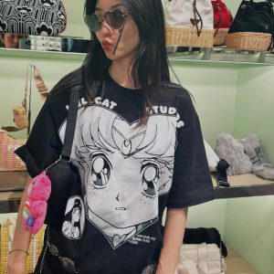 High-End Printed Slim-Fit Loose Pure Cotton Short-Sleeve T-Shirt for Women - Versatile Age-Reducing Style