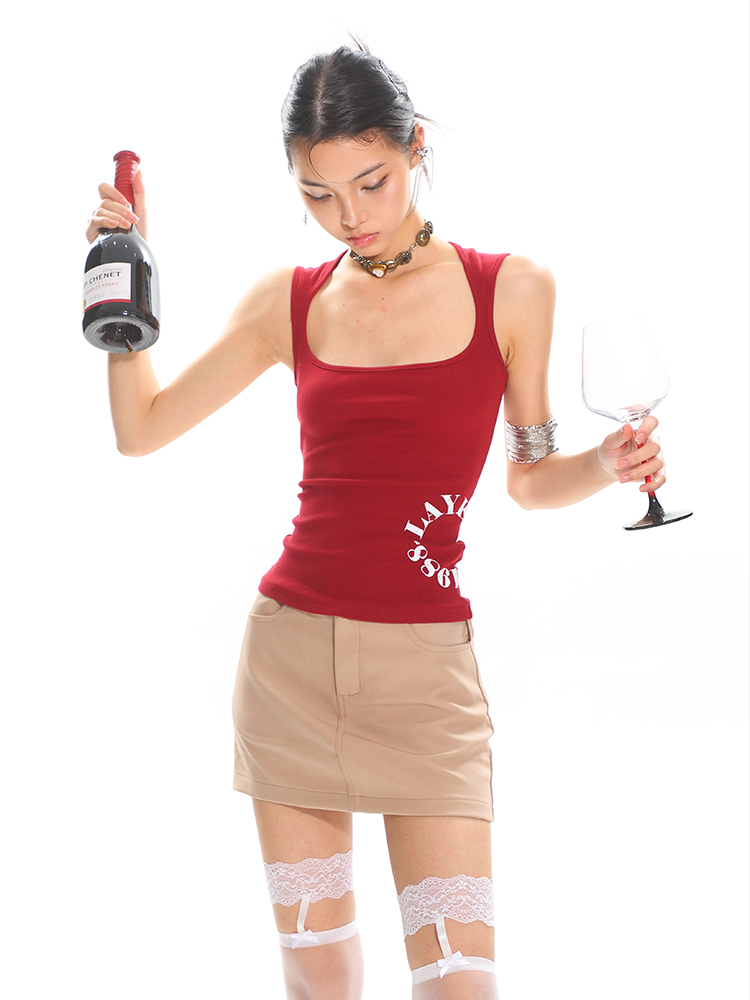 High-End Sleeveless Square Neck Printed Sexy Tank Top for Women - Comfortable Basic Fashion in Trendy Styles High-End Sleeveless Square Neck Printed Sexy Tank Top for Women - Comfortable Basic Fashion in Trendy Styles