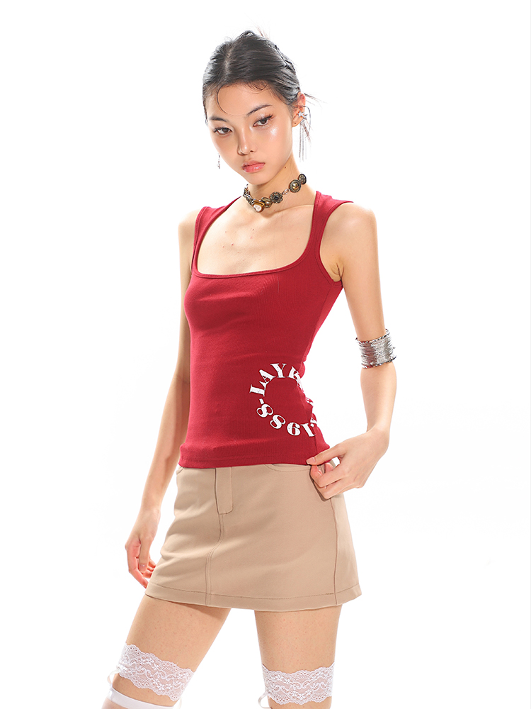 High-End Sleeveless Square Neck Printed Sexy Tank Top for Women - Comfortable Basic Fashion in Trendy Styles High-End Sleeveless Square Neck Printed Sexy Tank Top for Women - Comfortable Basic Fashion in Trendy Styles