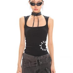 High-End Sleeveless Square Neck Printed Sexy Tank Top for Women - Comfortable Basic Fashion in Trendy Styles