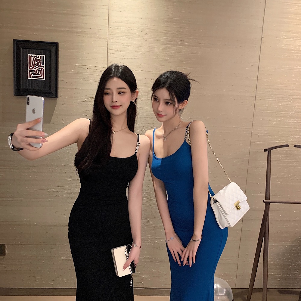 High-End Spaghetti Strap Mermaid Dress for Women - Summer Slim Fit High Waist Sexy Pure Desire Style