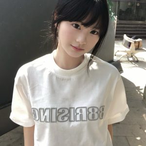 High-End White Embroidered Letter Short Sleeve T-Shirt for Women, Summer 2025 American Style Heavyweight Cotton Top