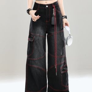 High-End Women's Straight-Leg Jeans - American Style Loose-Fit Wide-Leg Long Pants for Summer 2025, Slimming Design, Trendy Fashion