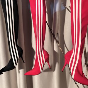 High Heeled Long Boots for Women - Slim Three Stripes Design with Rhinestones, Elastic Fit, Autumn/Winter Fashion, Hot Girl Style