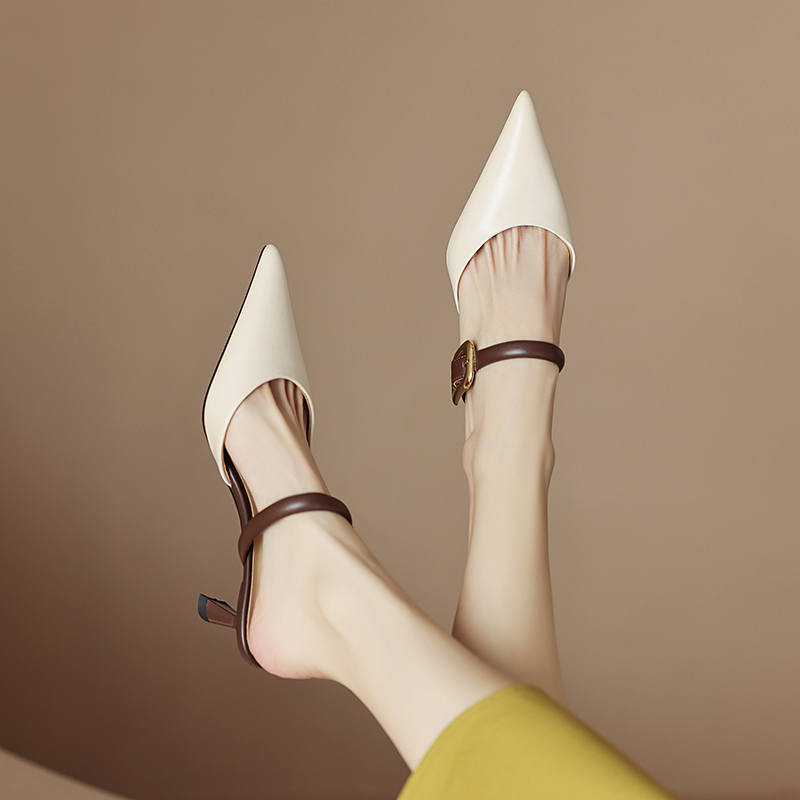 High-Heeled Pointed Toe Mules - Italian Corso Venezia Baotou Style Cool Slippers - Luxe Half Slippers for Chic Elegance