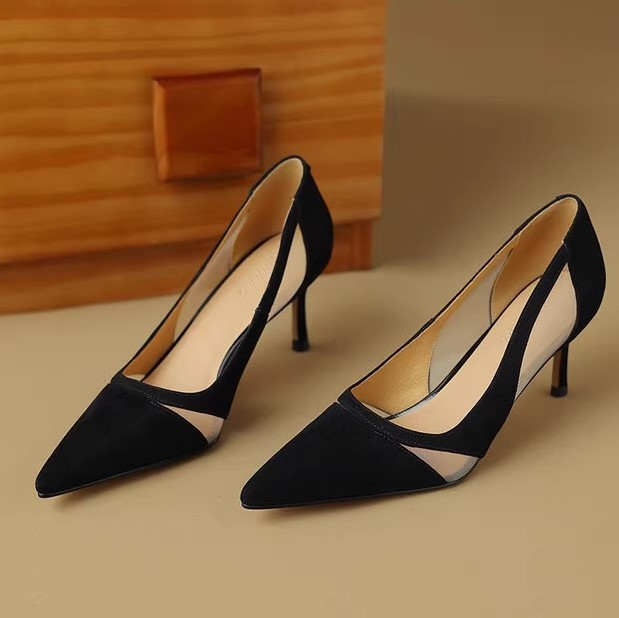 High Heels for Women - French Mesh Thin Versatile Fashion Shoes, Trendy High-End Italian Style