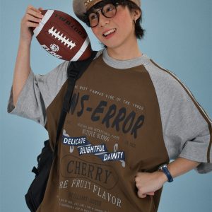 High Neck Loose Short Sleeve T-Shirt - Handmade Vintage Sports Style Unisex Summer Top - Trendy Casual Fashion