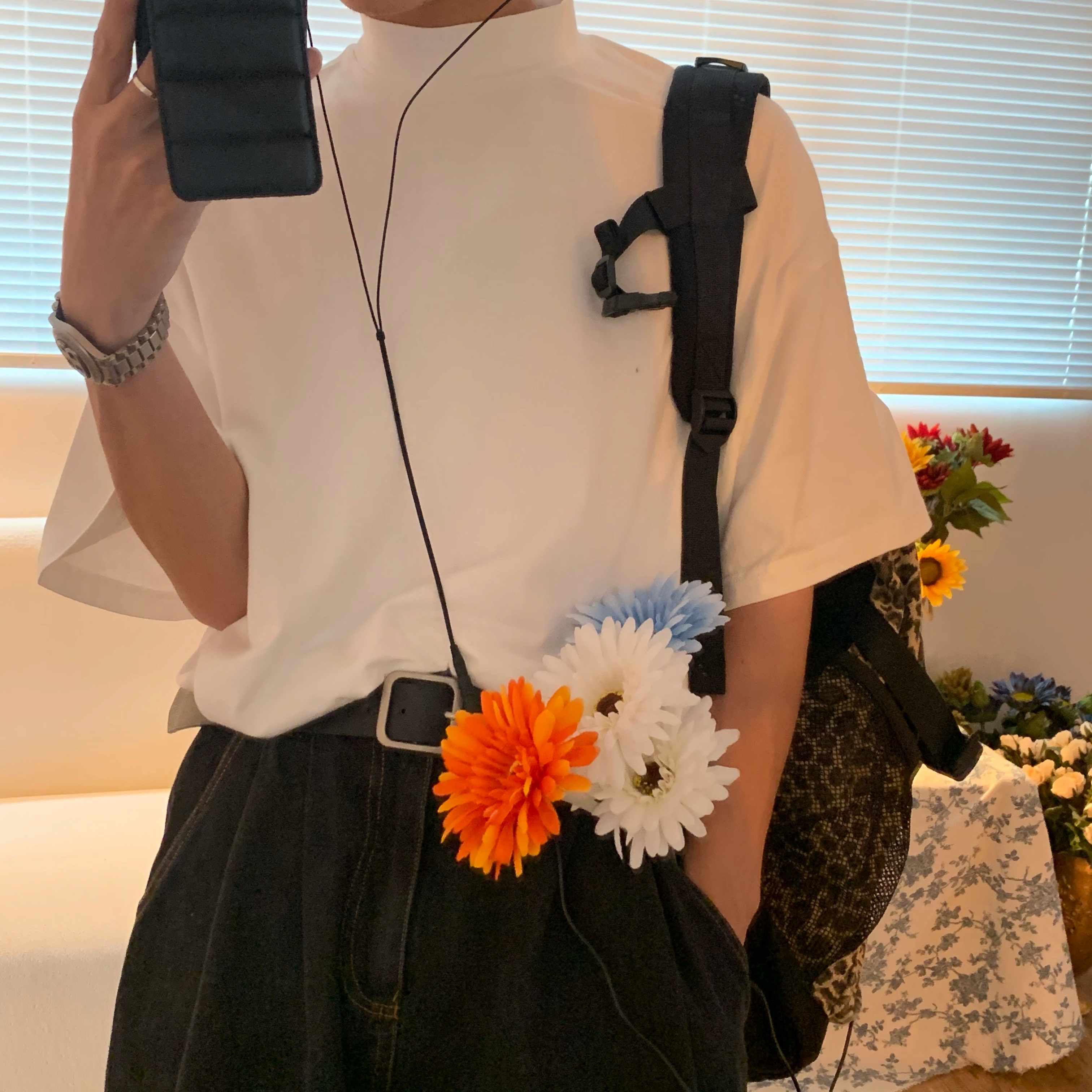 High Neck Solid Color T-Shirt - Handmade Korean Style Small Short Sleeve Tee for Trendy Summer Layering