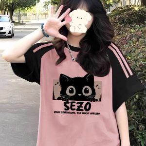 High Street American-Style Three-Stripe Short Sleeve T-Shirt for Girls - Summer Model for Middle & High School Students