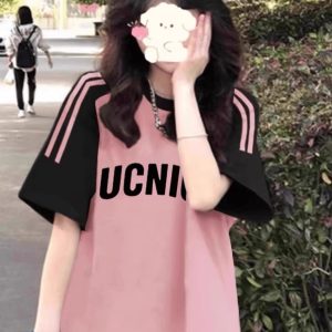 High Street American-Style Three-Stripe Short Sleeve T-Shirt for Girls - Summer Model for Middle & High School Students