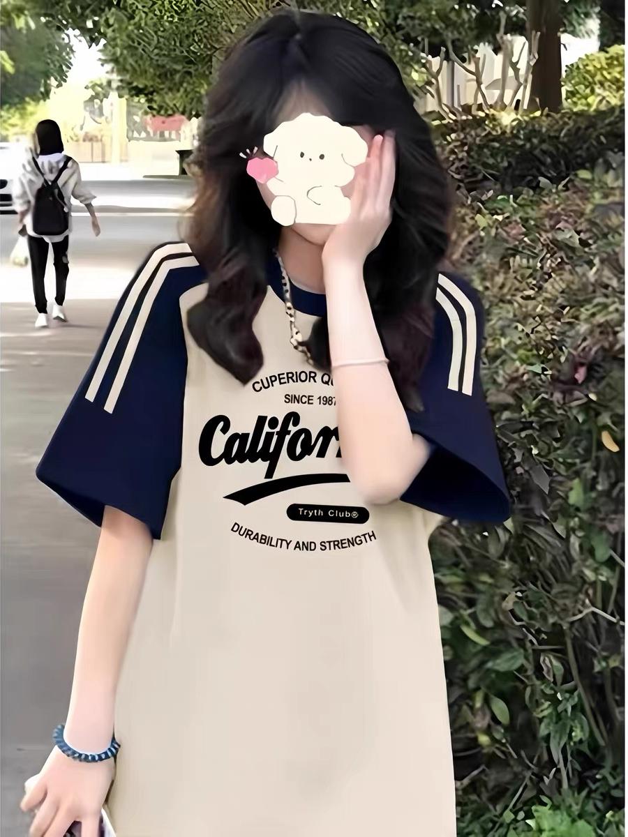 High Street American-Style Three-Stripe Short Sleeve T-Shirt for Girls - Summer Model for Middle & High School Students High Street American-Style Three-Stripe Short Sleeve T-Shirt for Girls - Summer Model for Middle & High School Students